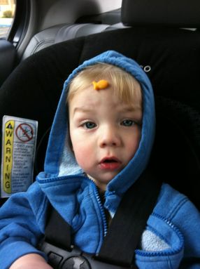 11 month-old Preston enjoys some Pepperidge Farm Goldfish!