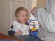 Brayden, one of our littlest Goldfish fans, happily enjoys a snack!