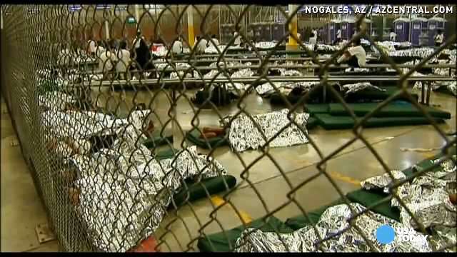 Central American refugee children in a holding center in Nogales, AZ